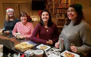 Tara, Susan, Ella and Emily decorating cookies